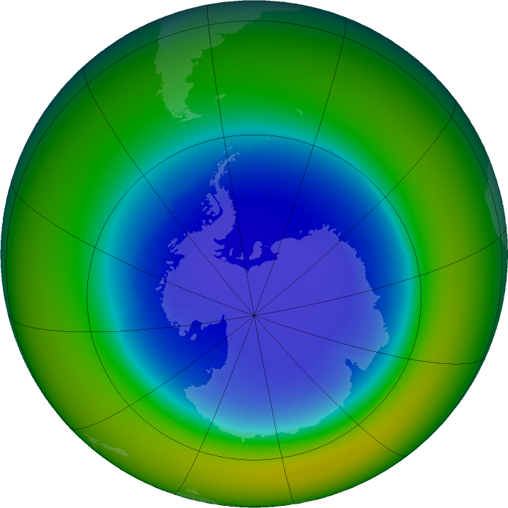 Antarctic ozone map for September